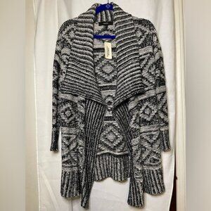 NWT Forever TwentyOne Navy White Thick Heavy Knitted Open Front Cardigan Size S